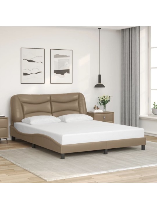 Rám postele s led osvětlením cappuccino 160 x 200 cm umělá kůže