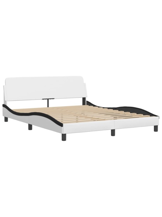 Rám postele s led osvětlením bílý a černý 160x200 cm umělá kůže