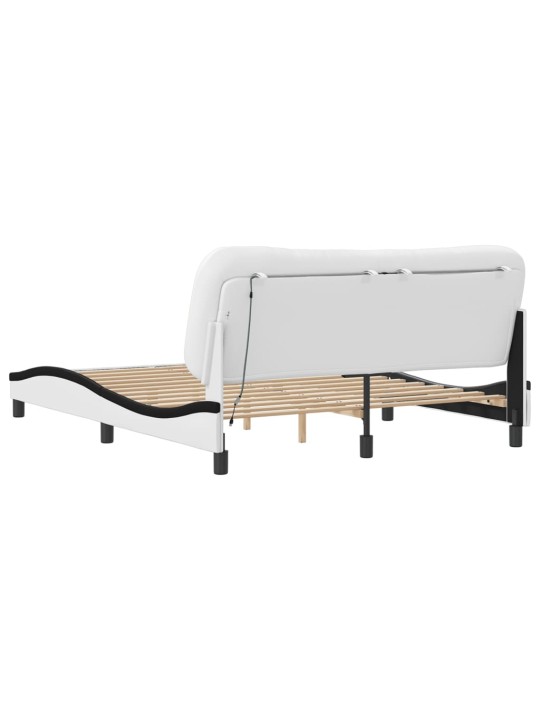 Rám postele s led osvětlením bílý a černý 160x200 cm umělá kůže