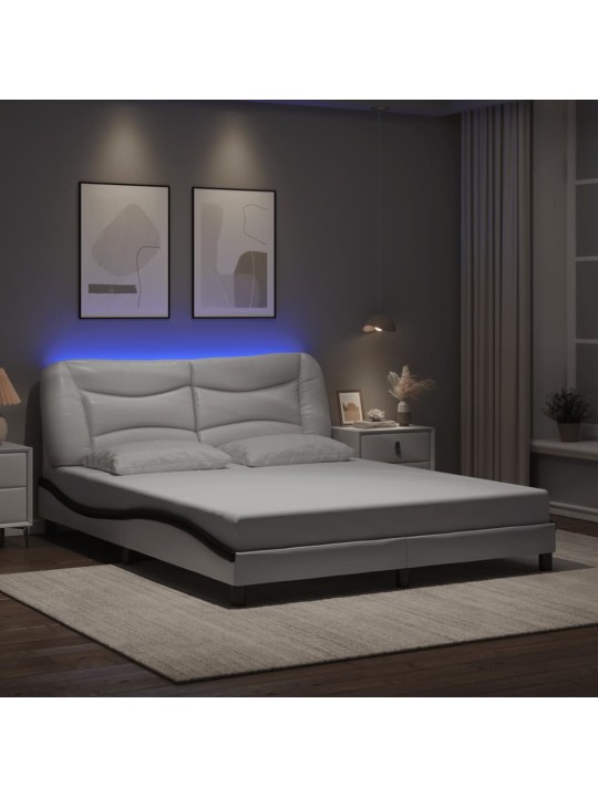 Rám postele s led osvětlením bílý a černý 160x200 cm umělá kůže