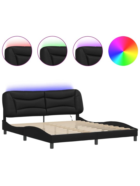 Rám postele s LED osvětlením černý 180 x 200 cm umělá kůže
