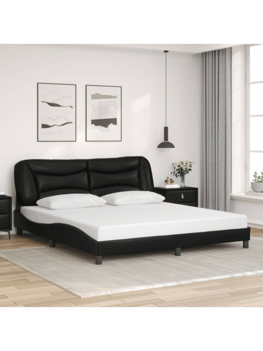 Rám postele s LED osvětlením černý 180 x 200 cm umělá kůže