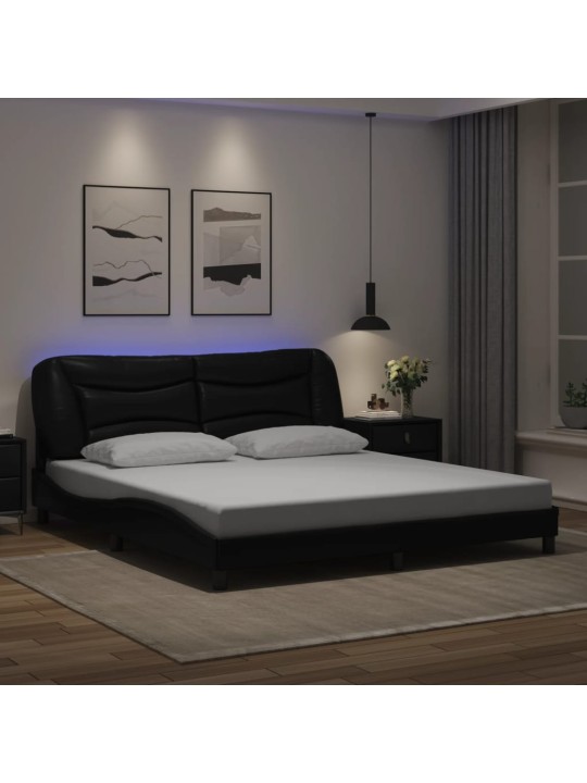 Rám postele s LED osvětlením černý 180 x 200 cm umělá kůže