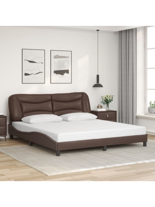 Rám postele s led osvětlením hnědý 180 x 200 cm umělá kůže