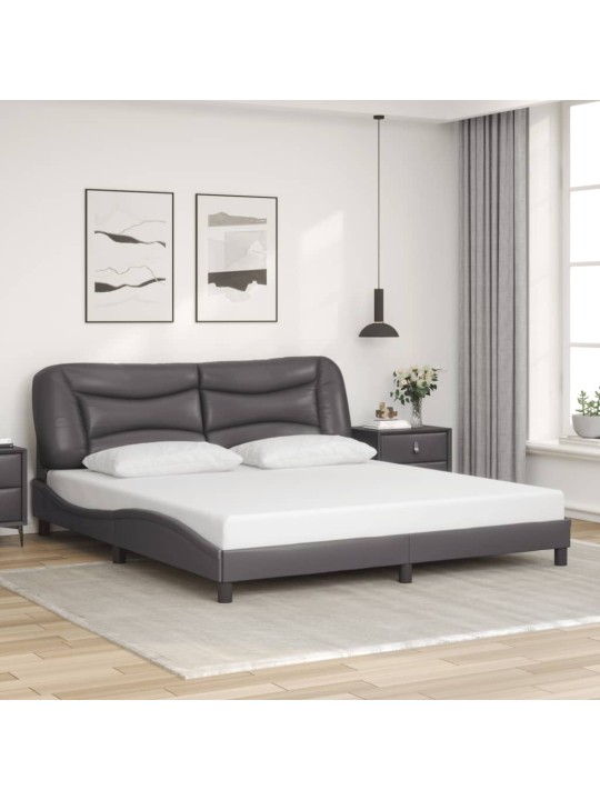 Rám postele s led osvětlením šedý 180 x 200 cm umělá kůže