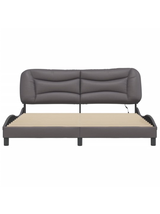 Rám postele s led osvětlením šedý 180 x 200 cm umělá kůže
