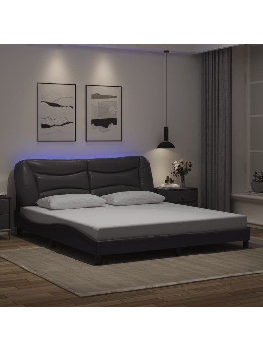 Rám postele s led osvětlením šedý 180 x 200 cm umělá kůže