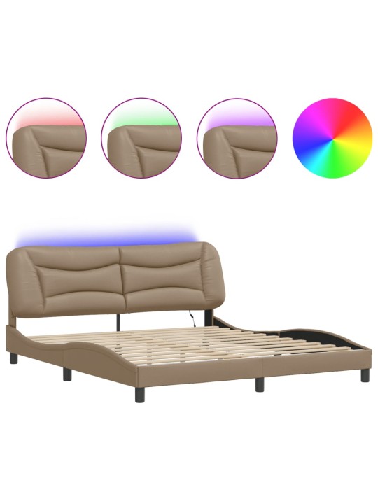 Rám postele s led osvětlením cappuccino 180x200 cm umělá kůže