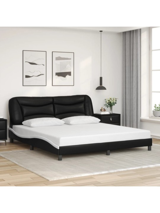 Rám postele s LED osvětlením černý a bílý 180x200 cm umělá kůže