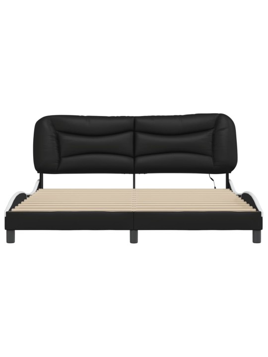 Rám postele s LED osvětlením černý a bílý 180x200 cm umělá kůže