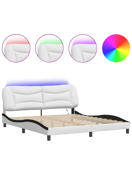 Rám postele s led osvětlením bílý a černý 180x200 cm umělá kůže