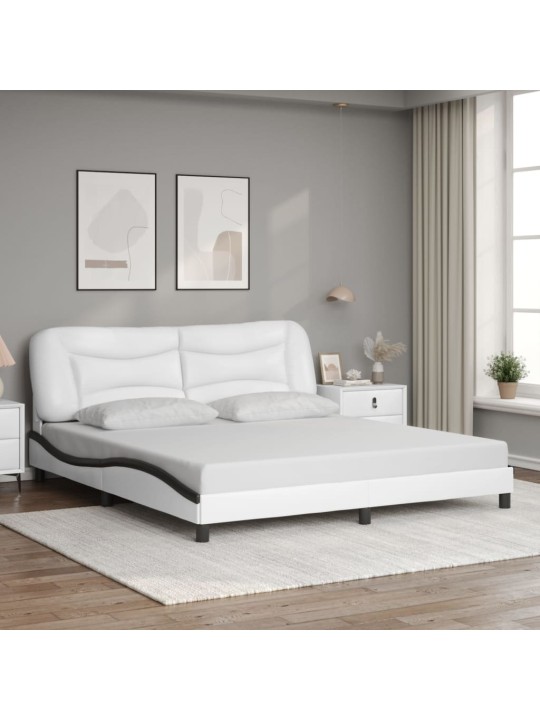 Rám postele s led osvětlením bílý a černý 180x200 cm umělá kůže
