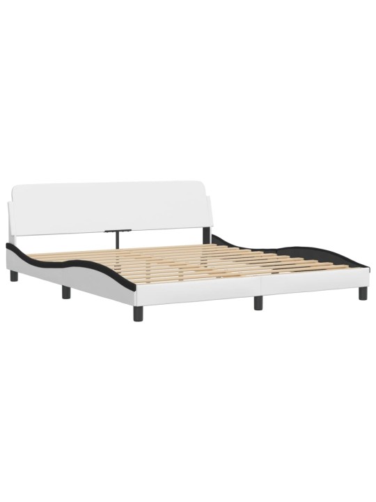 Rám postele s led osvětlením bílý a černý 180x200 cm umělá kůže