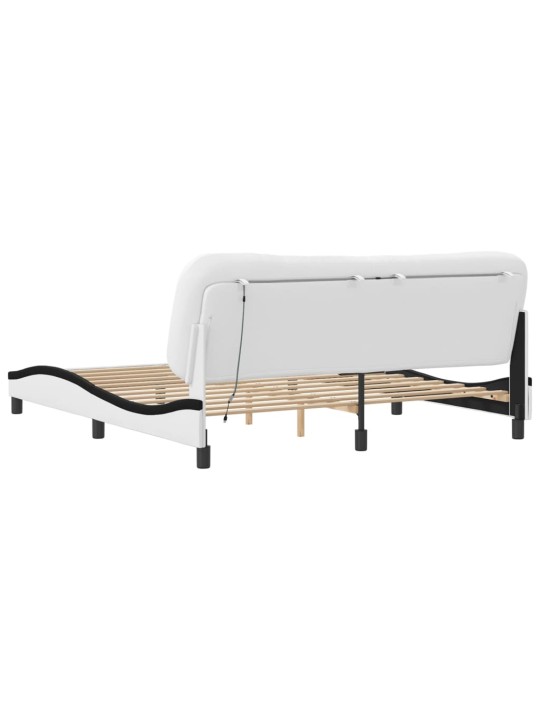 Rám postele s led osvětlením bílý a černý 180x200 cm umělá kůže