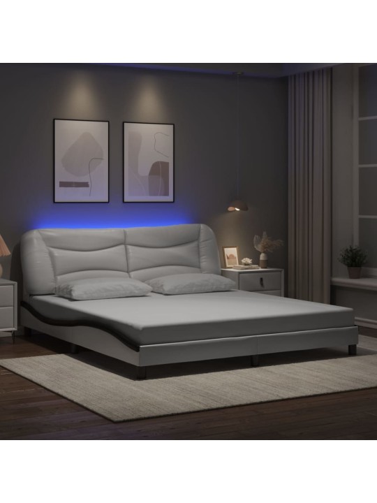 Rám postele s led osvětlením bílý a černý 180x200 cm umělá kůže