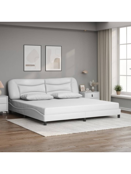 Rám postele s led osvětlením bílý 200 x 200 cm umělá kůže