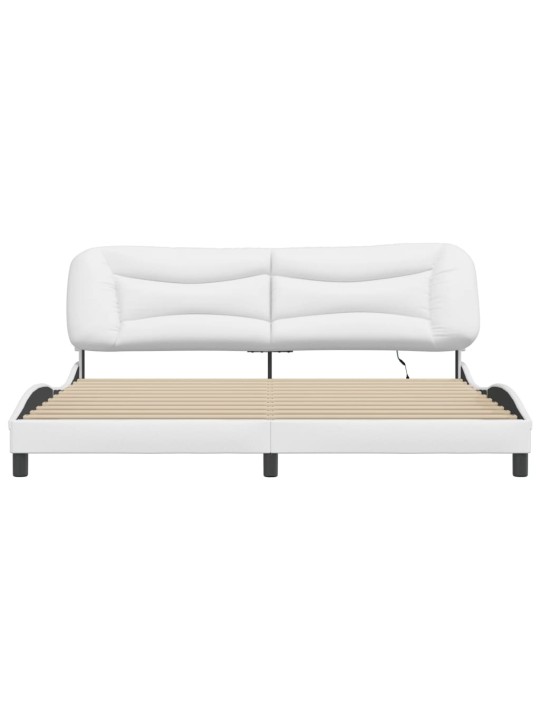 Rám postele s led osvětlením bílý 200 x 200 cm umělá kůže