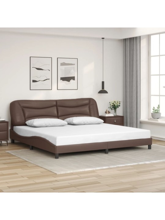 Rám postele s led osvětlením hnědý 200 x 200 cm umělá kůže