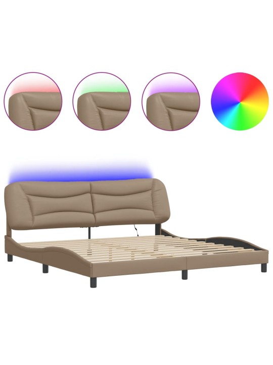 Rám postele s led osvětlením cappuccino 200 x 200 cm umělá kůže