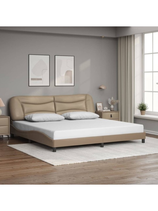 Rám postele s led osvětlením cappuccino 200 x 200 cm umělá kůže