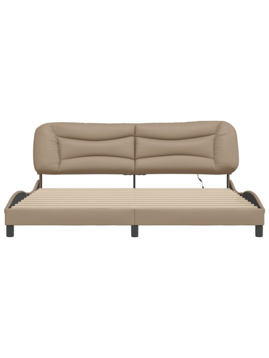 Rám postele s led osvětlením cappuccino 200 x 200 cm umělá kůže
