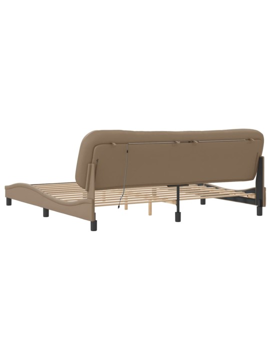 Rám postele s led osvětlením cappuccino 200 x 200 cm umělá kůže