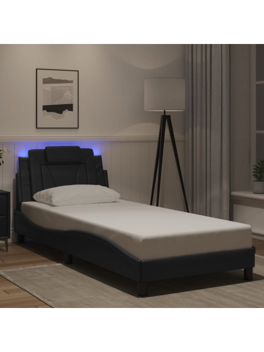 Rám postele s led osvětlením černý 80 x 200 cm umělá kůže