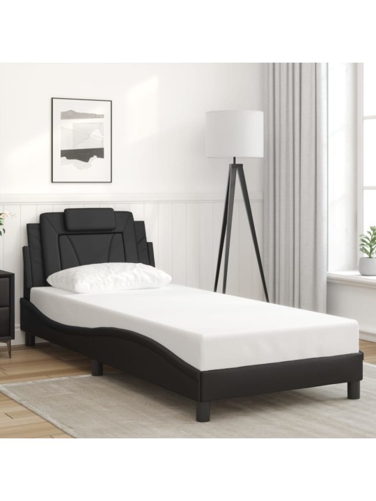 Rám postele s led osvětlením černý 90 x 190 cm umělá kůže
