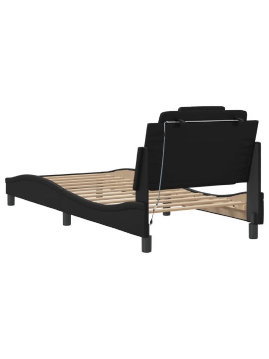 Rám postele s led osvětlením černý 90 x 190 cm umělá kůže