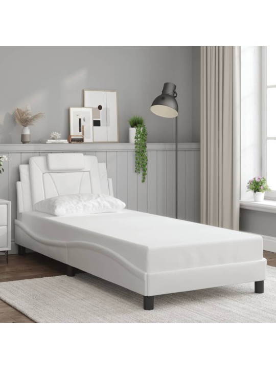 Rám postele s led osvětlením bílý 90 x 190 cm umělá kůže