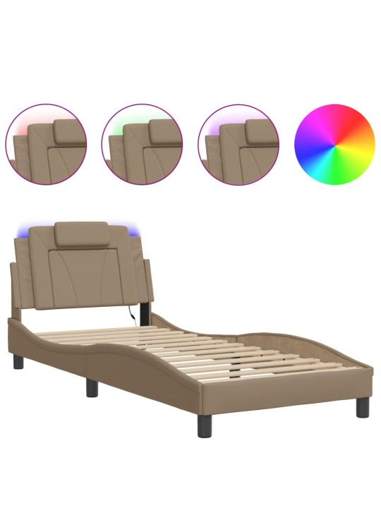 Rám postele s led osvětlením cappuccino 90 x 190 cm umělá kůže