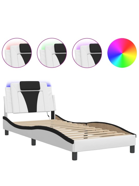 Rám postele s led osvětlením bílý a černý 90x190 cm umělá kůže