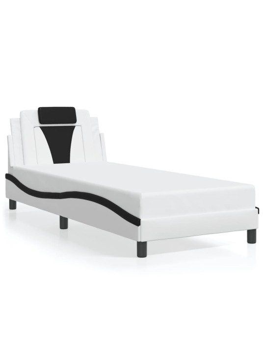 Rám postele s led osvětlením bílý a černý 90x190 cm umělá kůže
