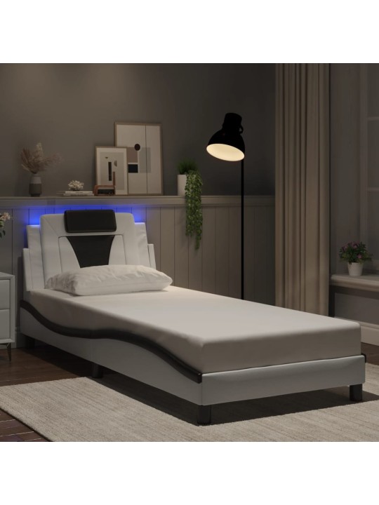 Rám postele s led osvětlením bílý a černý 90x190 cm umělá kůže
