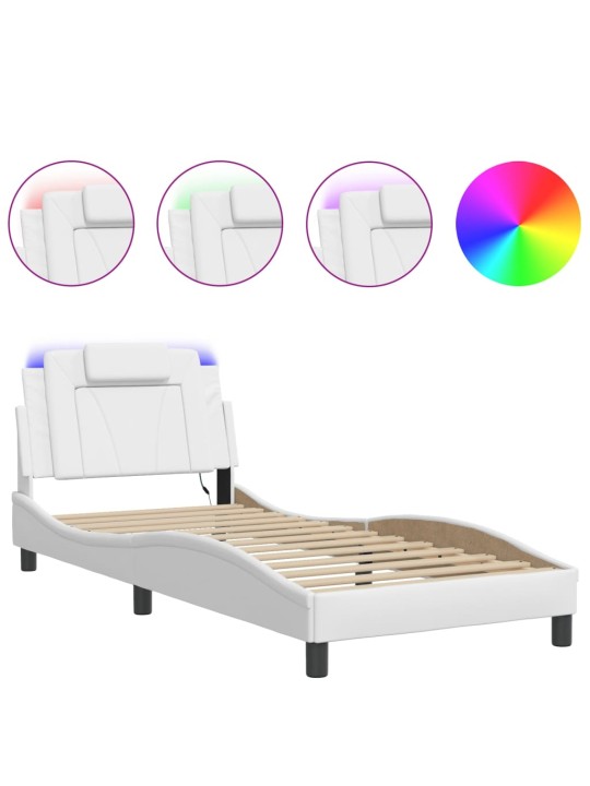 Rám postele s led osvětlením bílý 90 x 200 cm umělá kůže