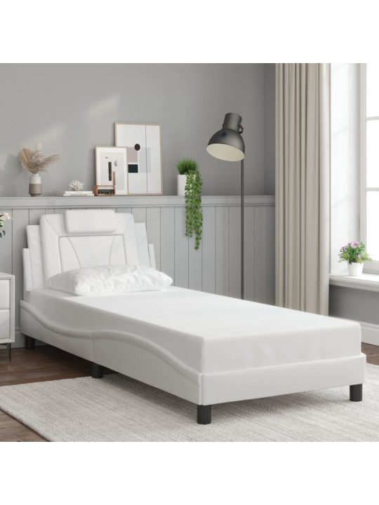 Rám postele s led osvětlením bílý 90 x 200 cm umělá kůže