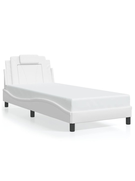 Rám postele s led osvětlením bílý 90 x 200 cm umělá kůže