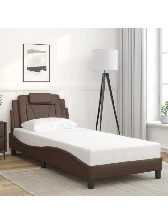 Rám postele s led osvětlením hnědý 90 x 200 cm umělá kůže