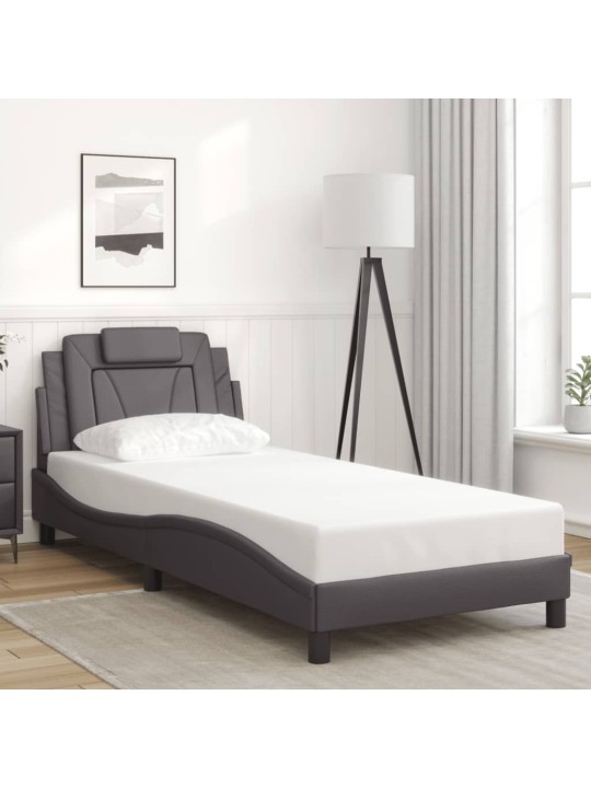 Rám postele s led osvětlením šedý 90 x 200 cm umělá kůže