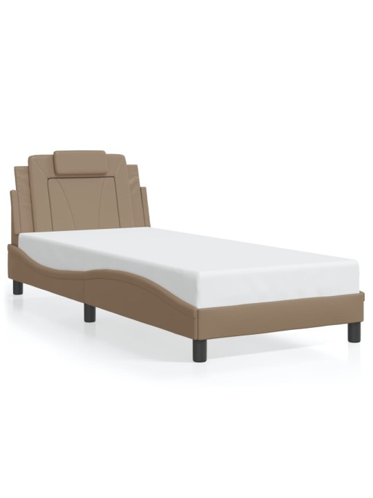 Rám postele s led osvětlením cappuccino 90 x 200 cm umělá kůže