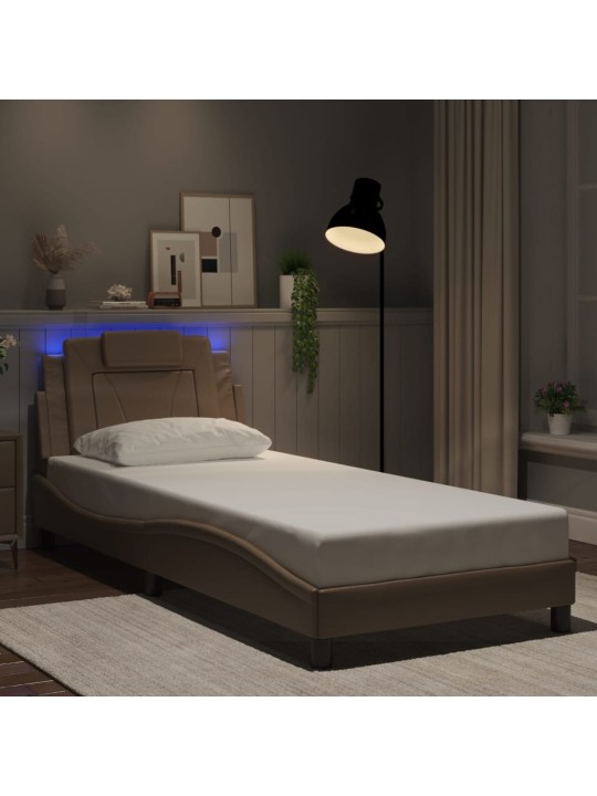 Rám postele s led osvětlením cappuccino 90 x 200 cm umělá kůže