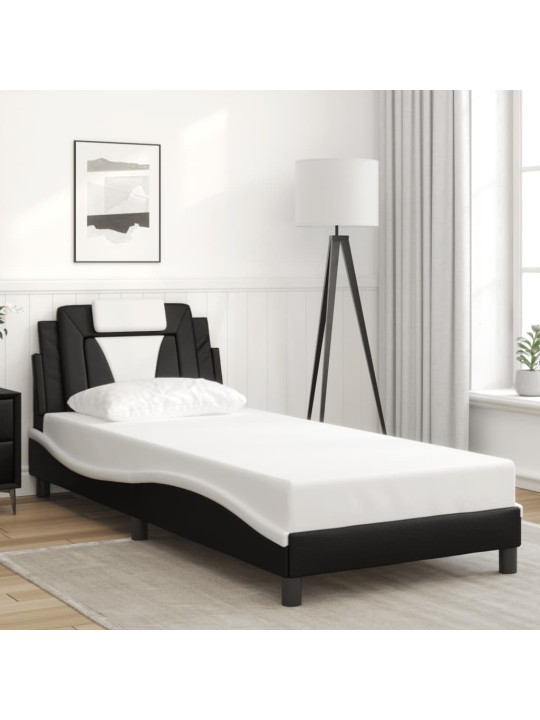 Rám postele s led osvětlením černý a bílý 90x200 cm umělá kůže