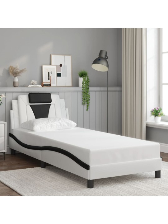 Rám postele s led osvětlením bílý a černý 90x200 cm umělá kůže