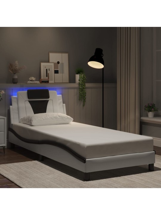 Rám postele s led osvětlením bílý a černý 90x200 cm umělá kůže