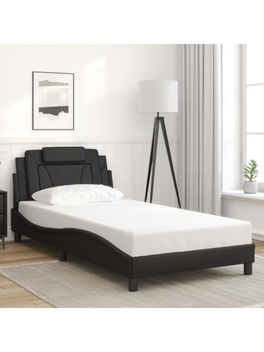 Rám postele s led osvětlením černý 100 x 200 cm umělá kůže