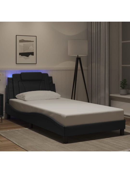 Rám postele s led osvětlením černý 100 x 200 cm umělá kůže