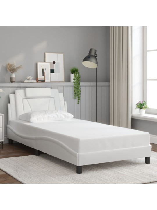 Rám postele s led osvětlením bílý 100 x 200 cm umělá kůže