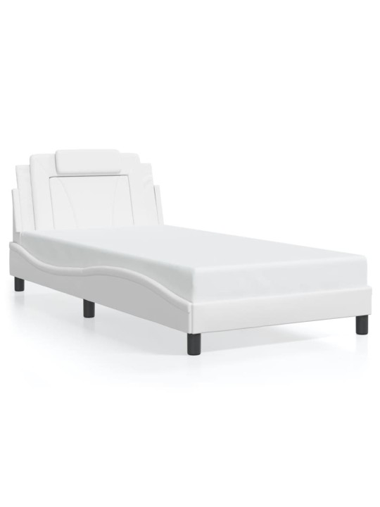 Rám postele s led osvětlením bílý 100 x 200 cm umělá kůže