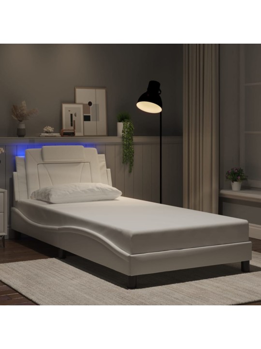 Rám postele s led osvětlením bílý 100 x 200 cm umělá kůže