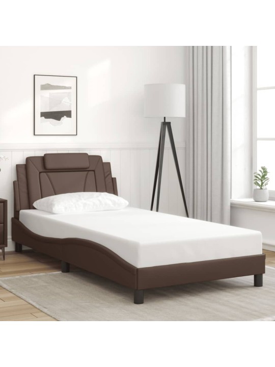 Rám postele s led osvětlením hnědý 100 x 200 cm umělá kůže